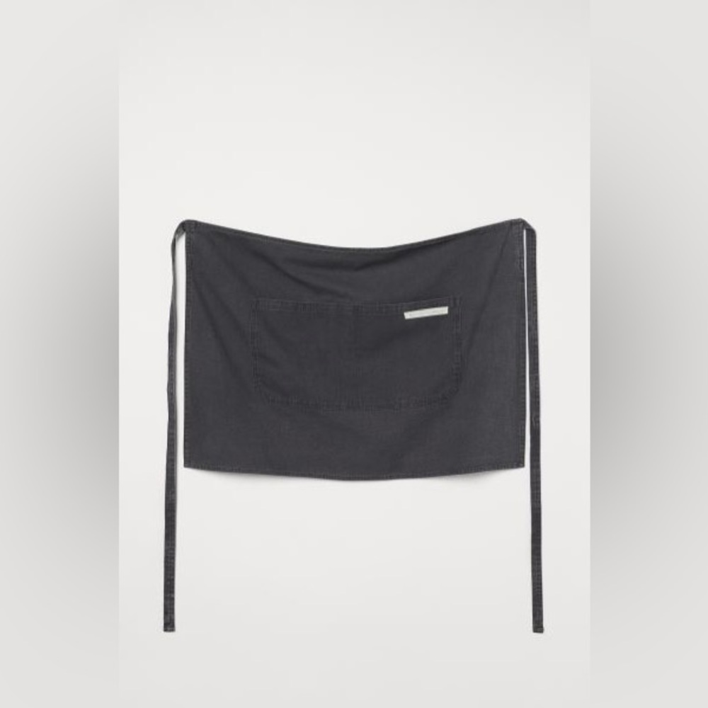 H&M SHORT COTTON APRON DARK GRAY CANVAS